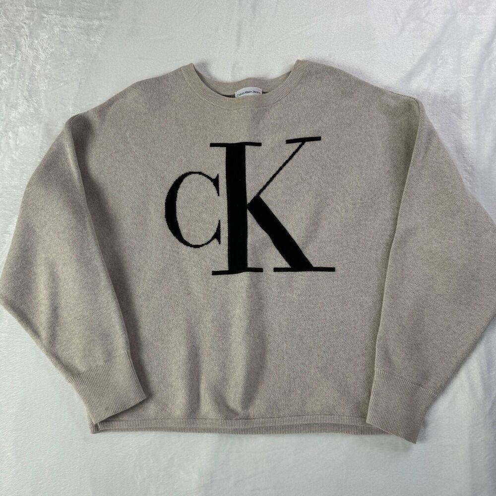 Calvin Klein Women's  Sweater Size XS Oatmeal Beige Oversized Dolman Sleeve